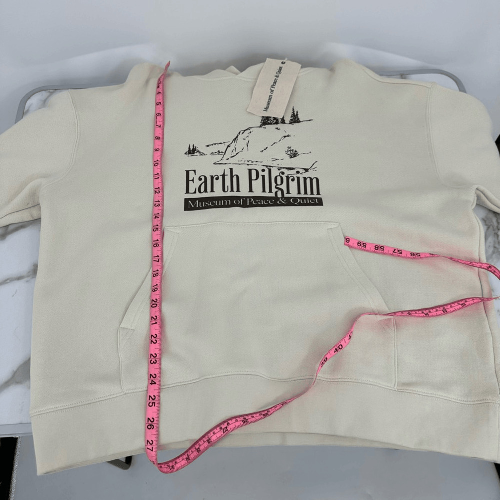 Museum of Peace and Quit Earth Pilgrim Mens L Graphic Hoodie Casual Gorpcore - Picture 6 of 13